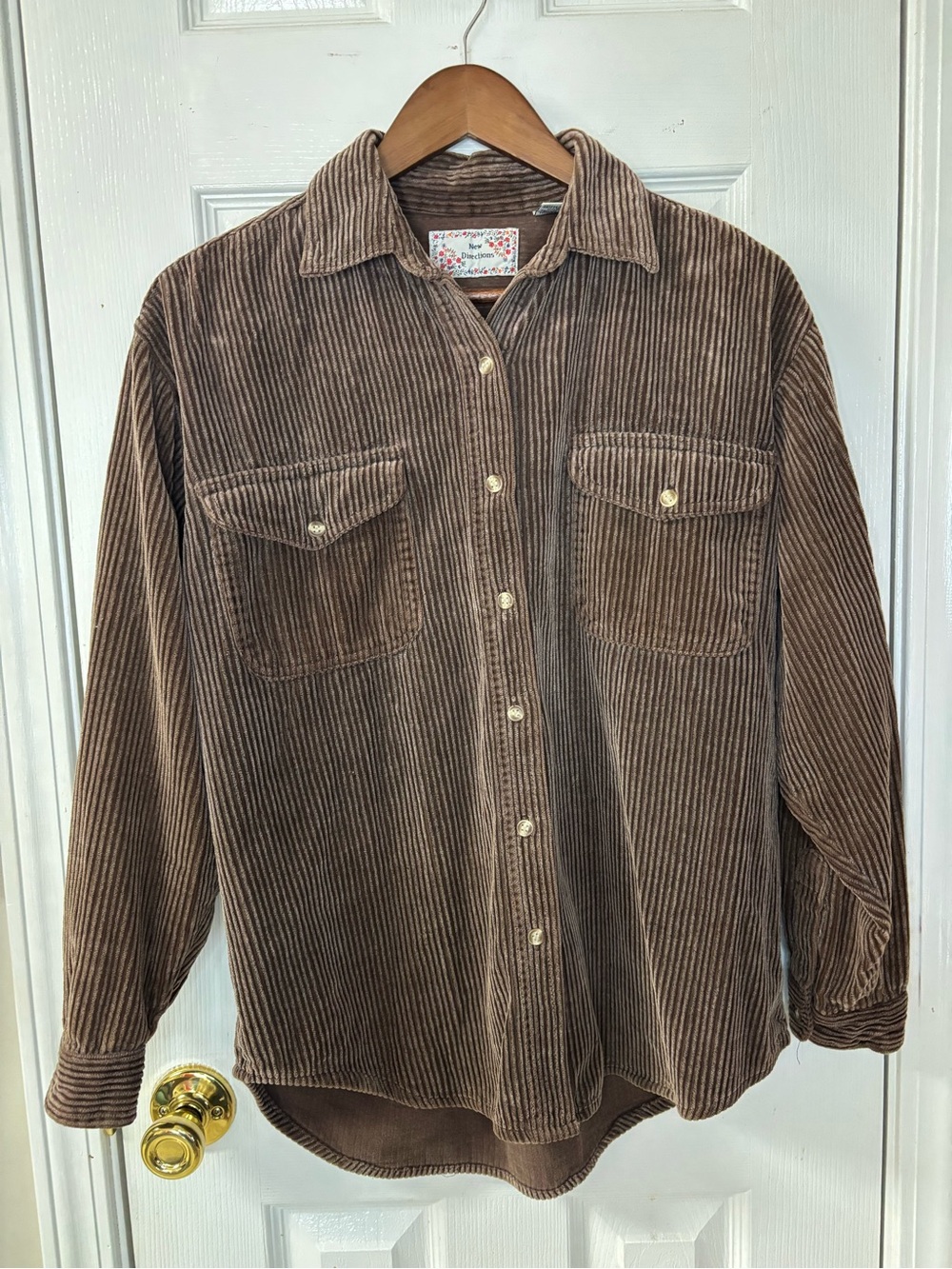 new directions Brown Corduroy Button-Up Shirt Jacket